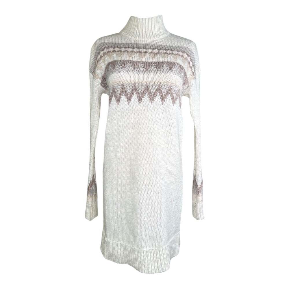 American Eagle Cotton Long Sleeve Turtleneck Intarsia Fair Isle Sweater Dress Sm